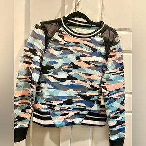 NWT C&C Size Small Neoprene Pastel Camouflage Sweatshirt w Netted detail.